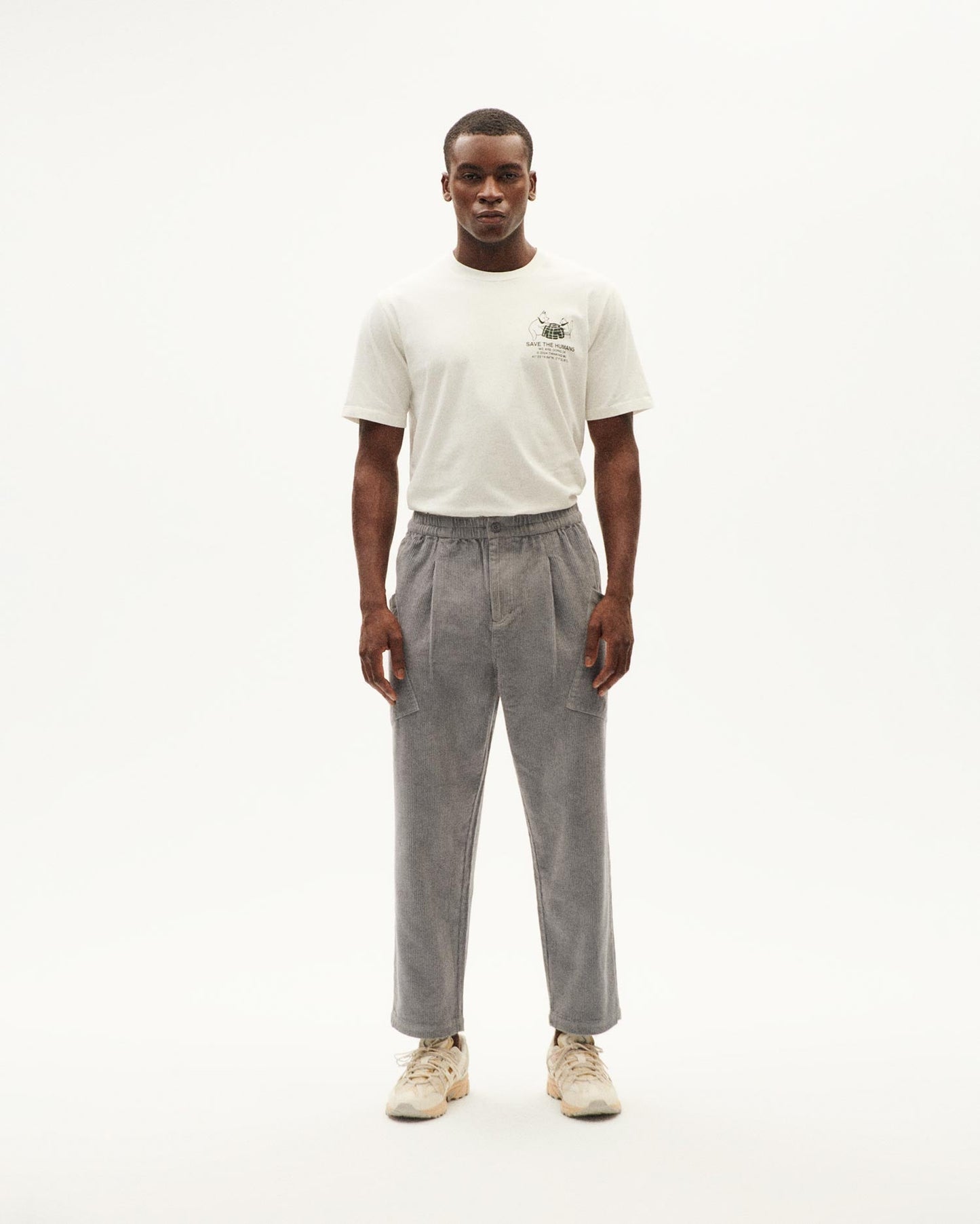 Pantalon ample en coton bio | gris "river corduroy max pants - grey"