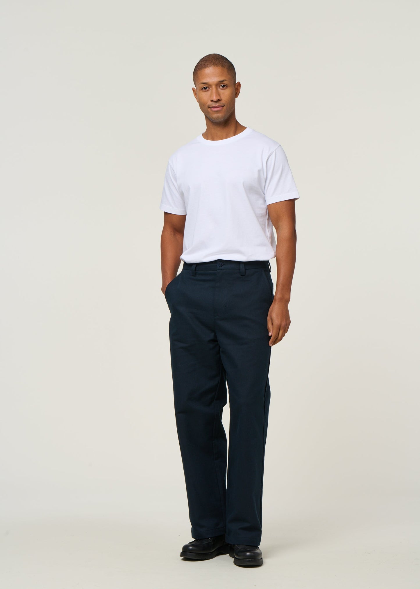 Pantalon large en coton bio | bleu "dark navy marc pants - blue"