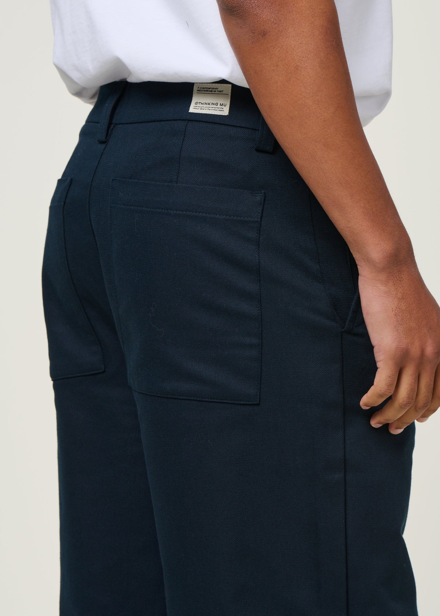 Pantalon large en coton bio | bleu "dark navy marc pants - blue"