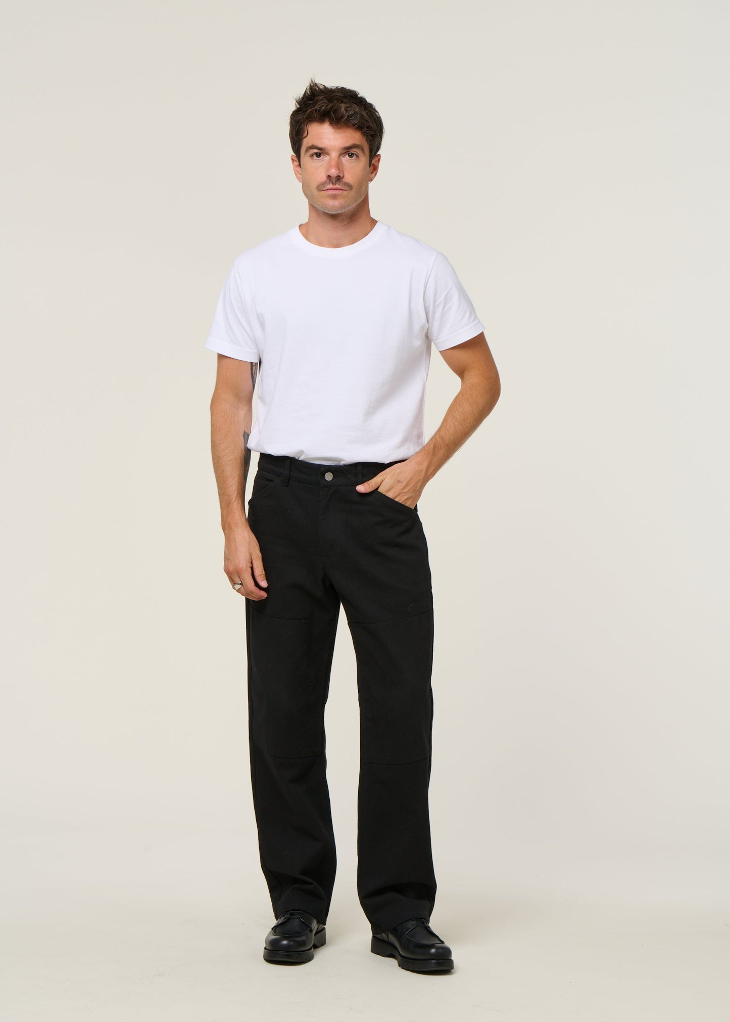 Pantalon droit large en coton bio | noir "black stan pants"
