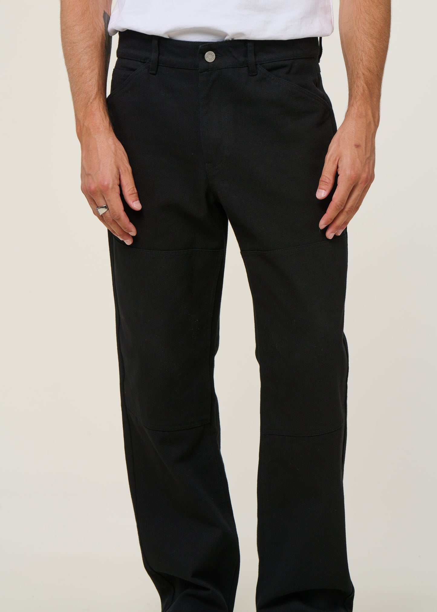 Pantalon droit large en coton bio | noir "black stan pants"