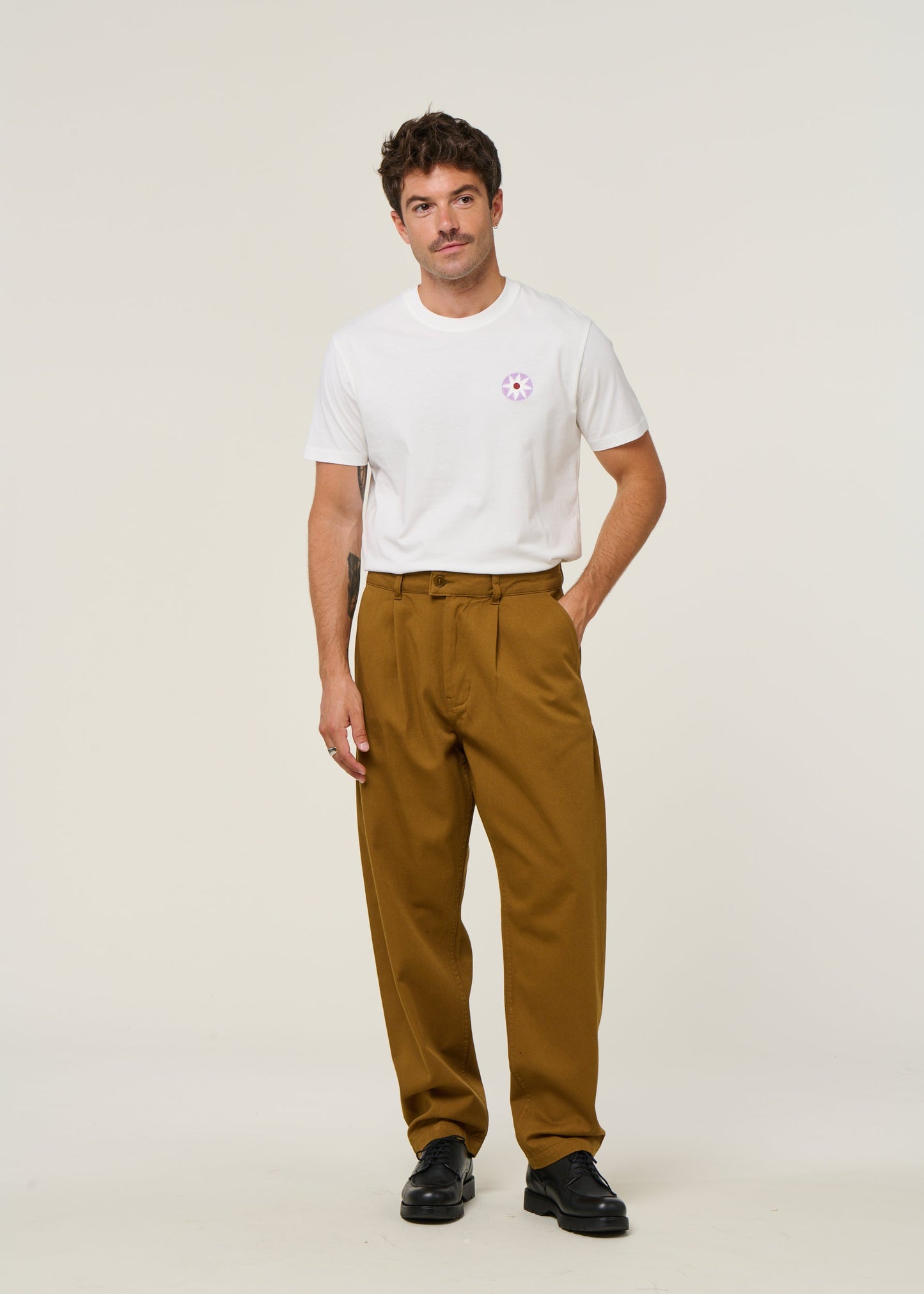 Pantalon large en coton bio | marron "LIGHT OAK WOTAN PANTS Brown"