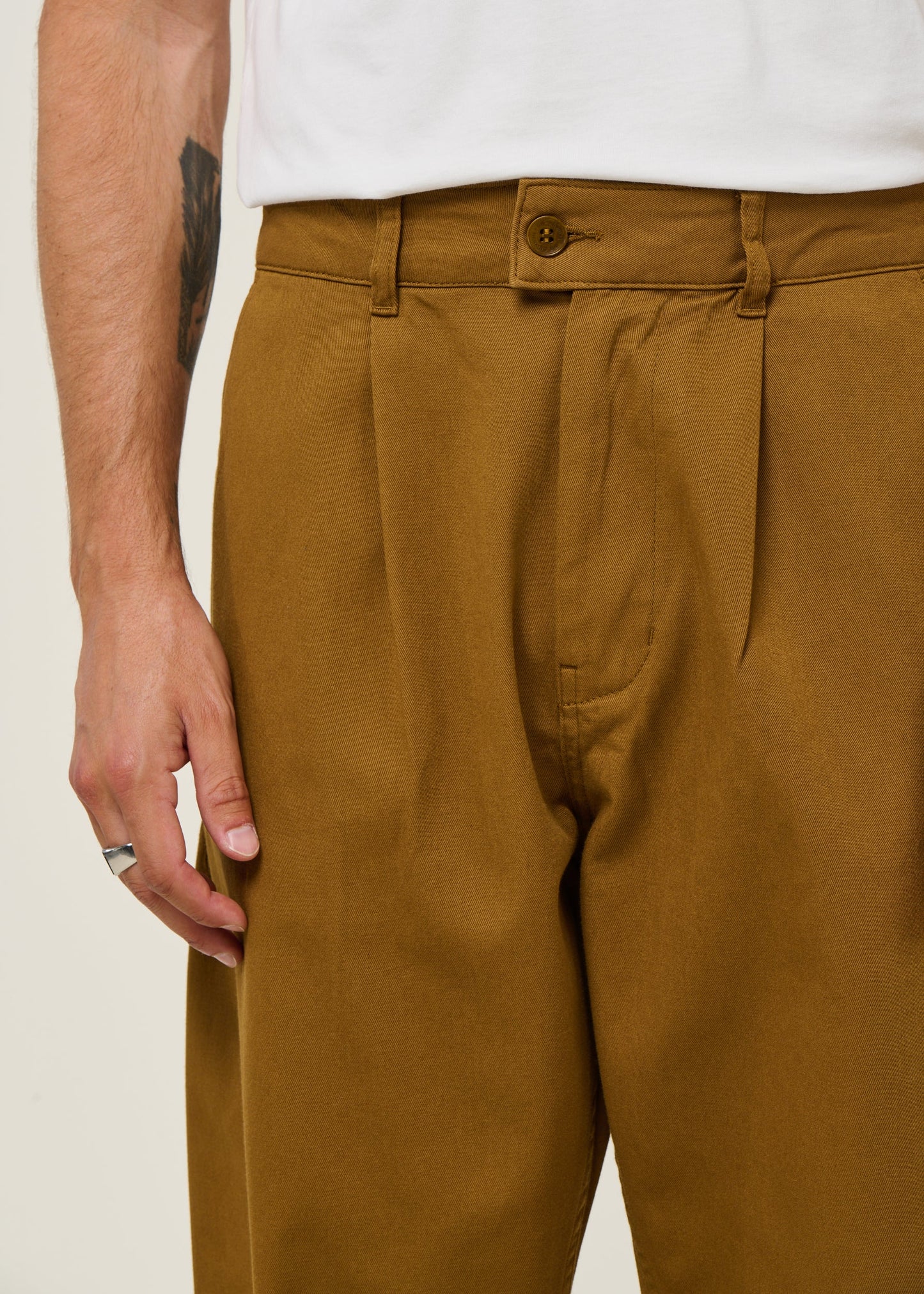 Pantalon large en coton bio | marron "LIGHT OAK WOTAN PANTS Brown"