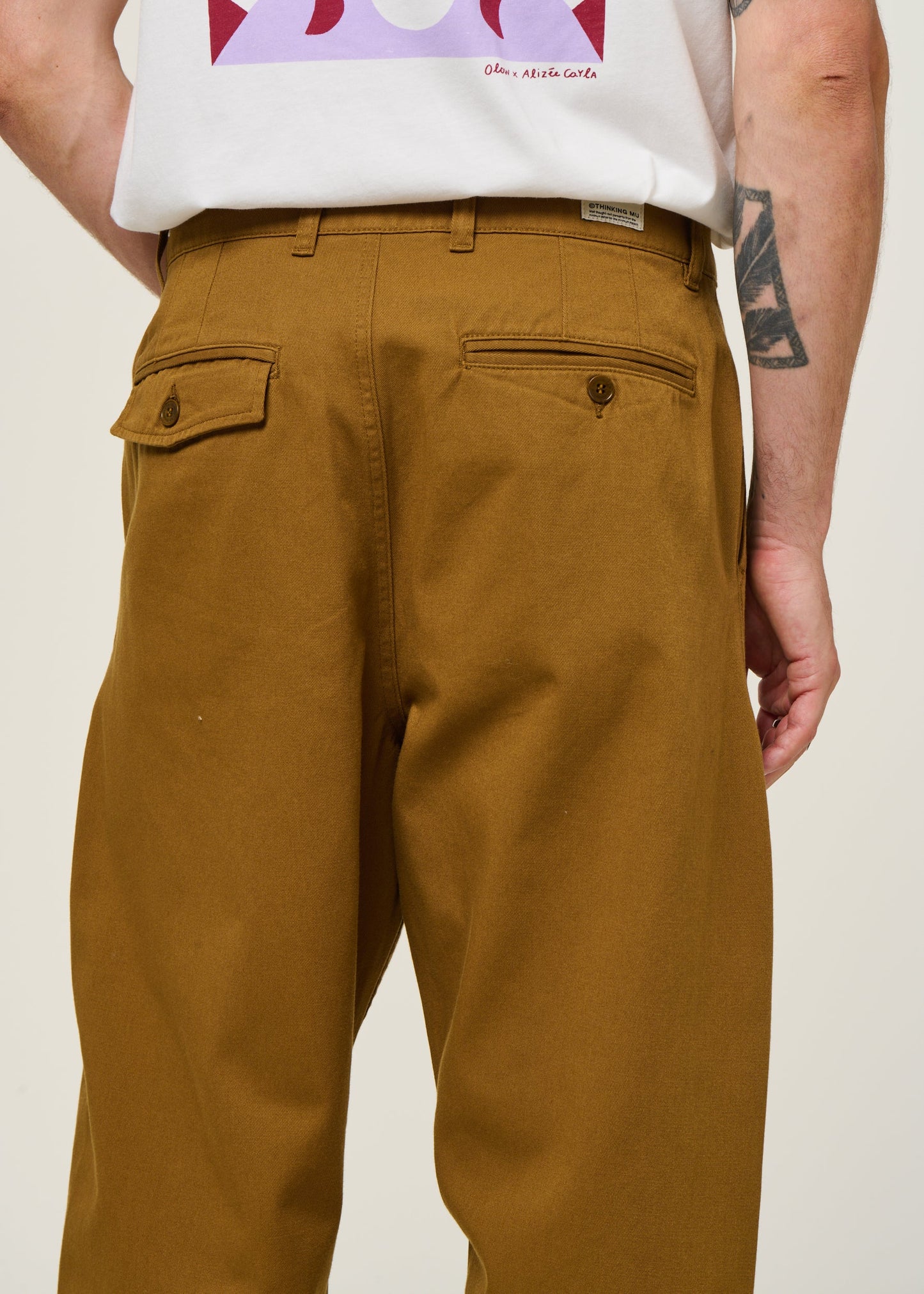 Pantalon large en coton bio | marron "LIGHT OAK WOTAN PANTS Brown"