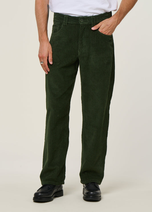 Pantalon droit velours en coton bio | vert "bottle green corduroy david pants - green"