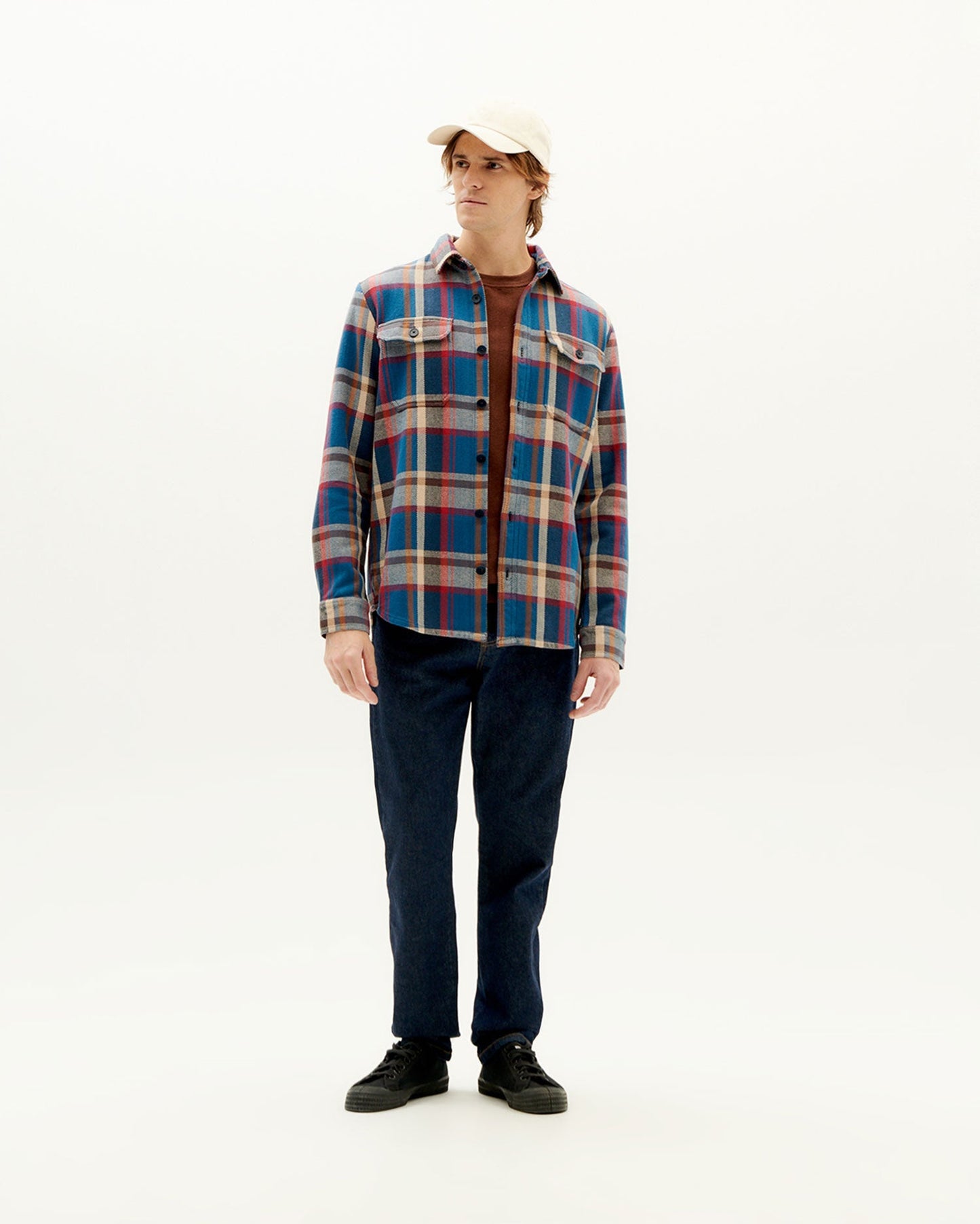 Surchemise à carreaux twill en coton bio | multicolore "blanket lucas overshirt blue"
