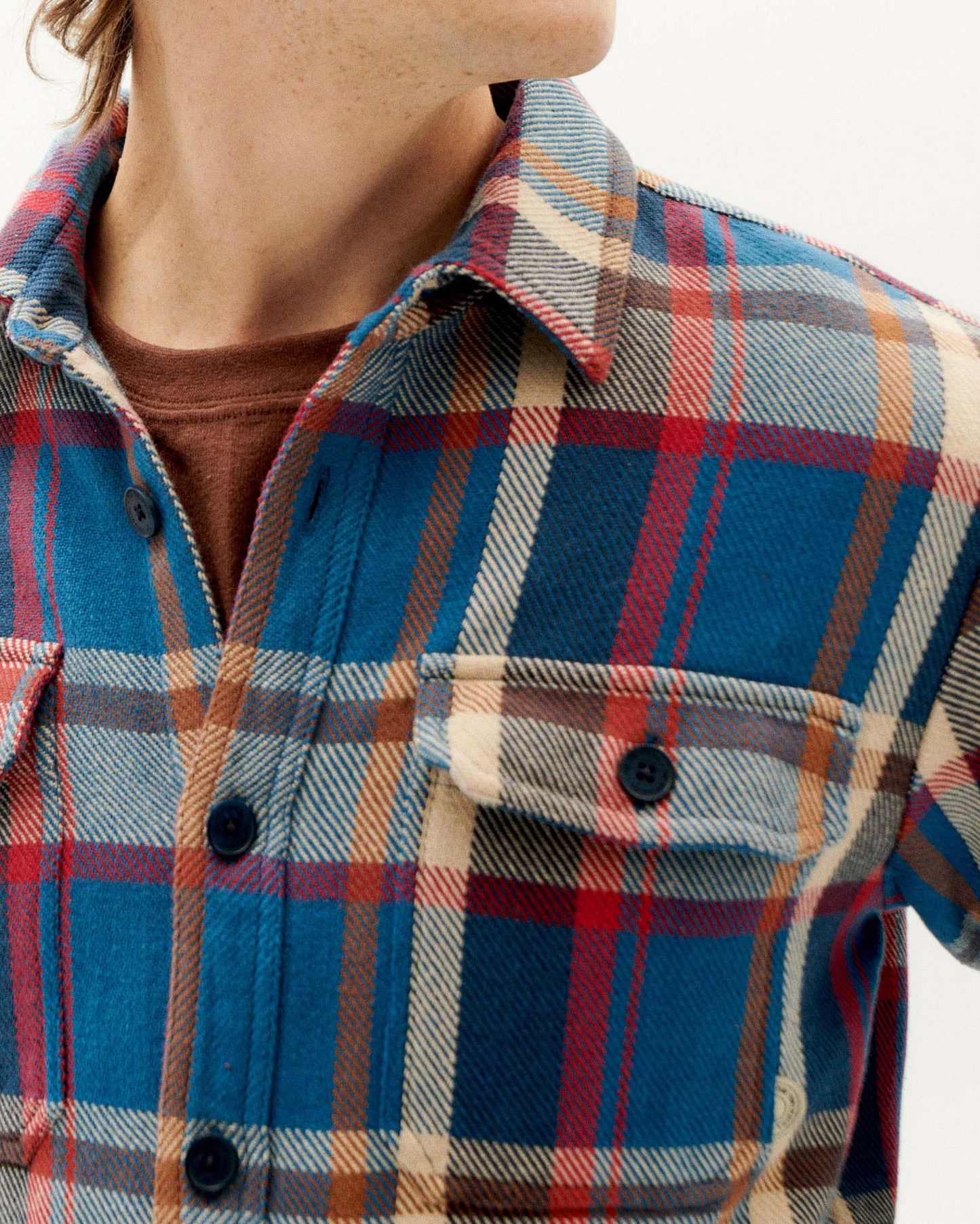 Surchemise à carreaux twill en coton bio | multicolore "blanket lucas overshirt blue"