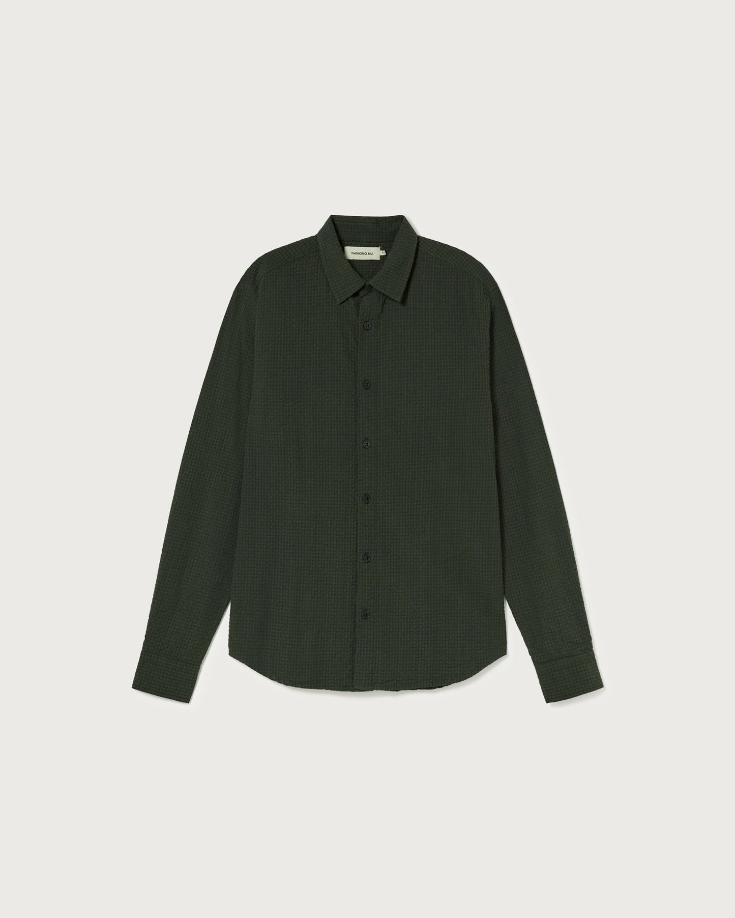 Chemise verte seersucker en coton bio - green seersucker thomas shirt