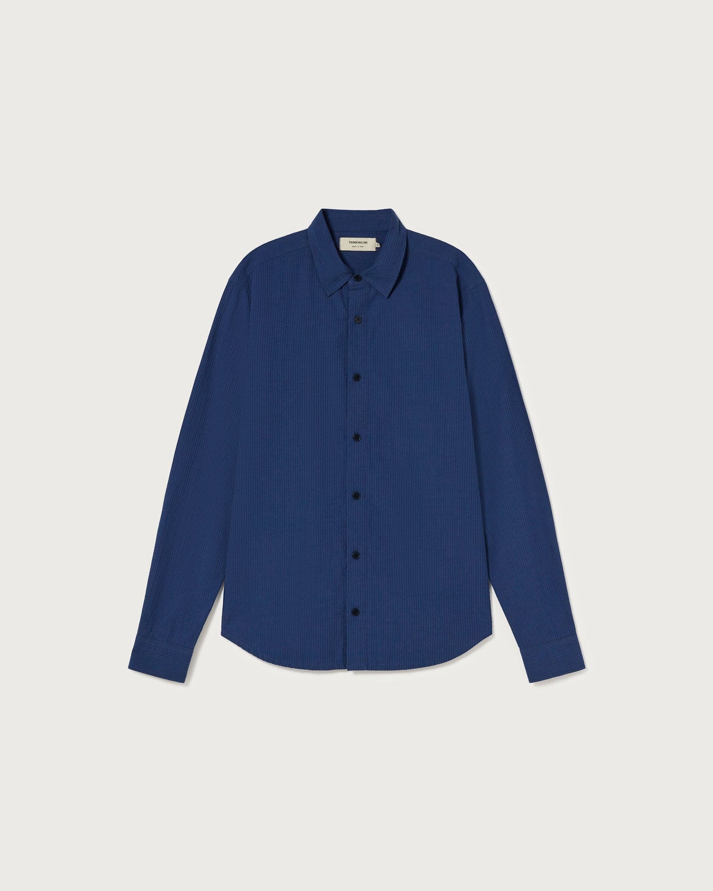 Chemise marine texturée en coton bio - navy seersucker thomas shirt