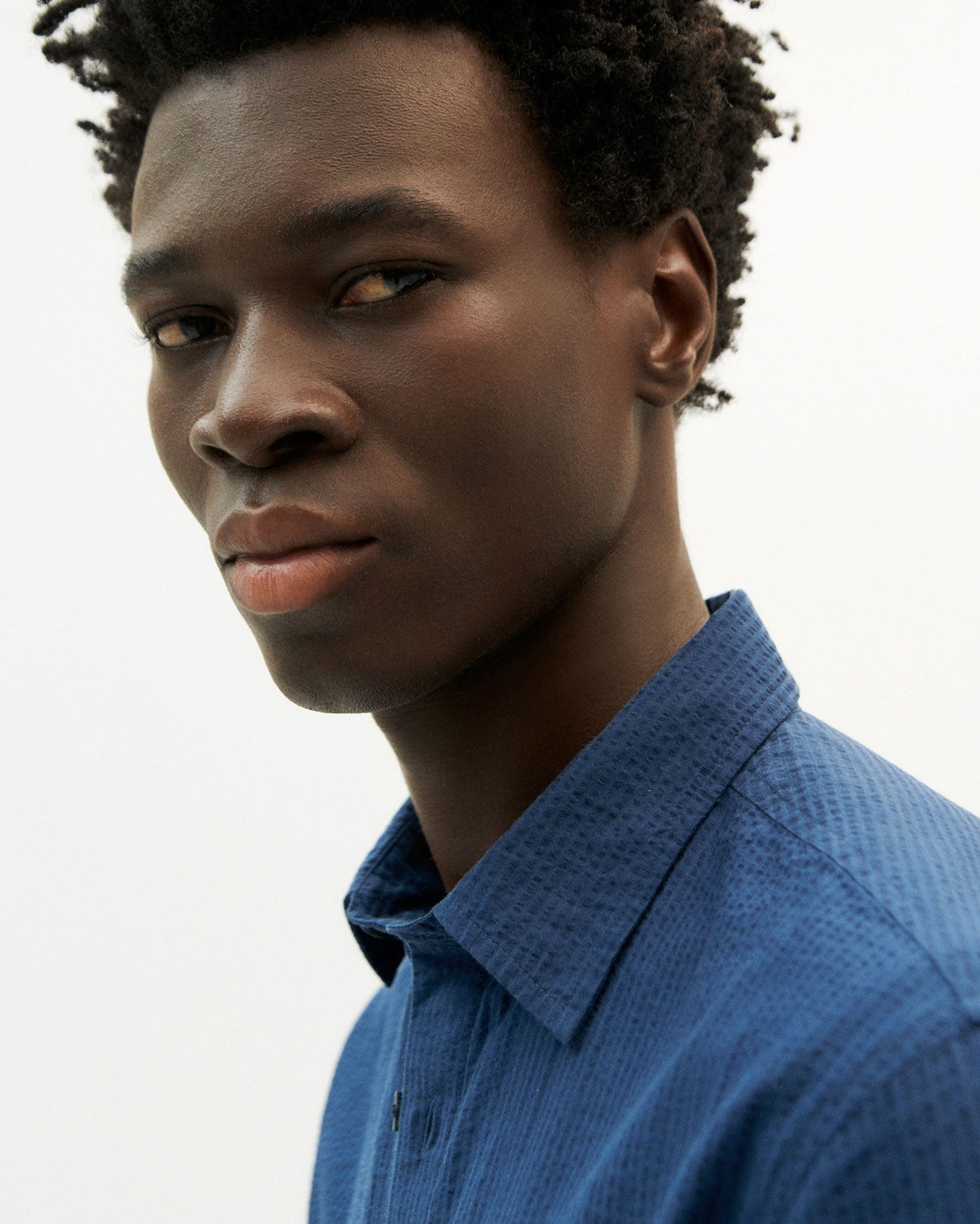 Chemise marine texturée en coton bio - navy seersucker thomas shirt