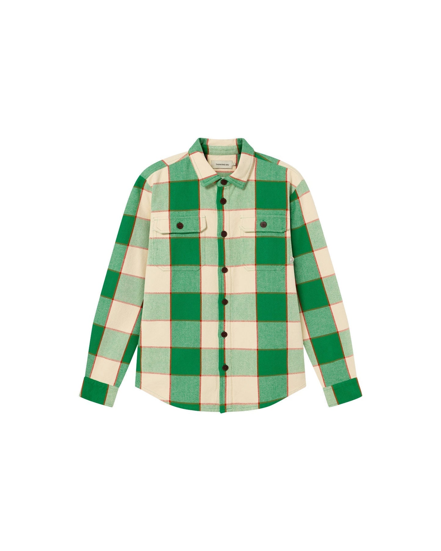 Surchemise en coton bio | carreaux vert "green heavy checks lucas overshirt"