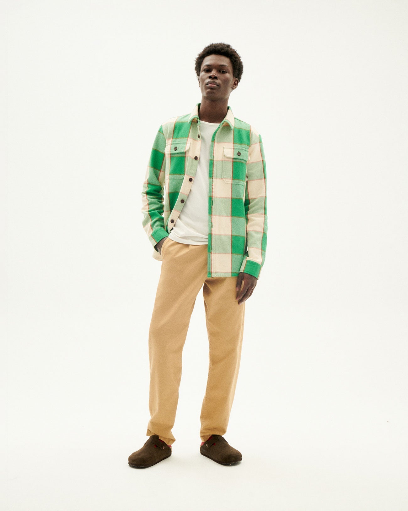 Surchemise en coton bio | carreaux vert "green heavy checks lucas overshirt"