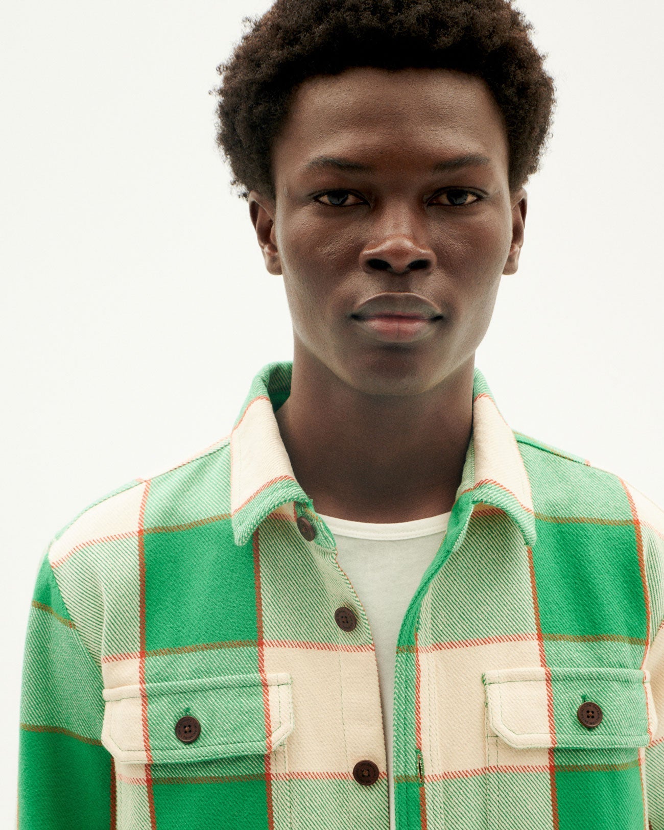 Surchemise en coton bio | carreaux vert "green heavy checks lucas overshirt"