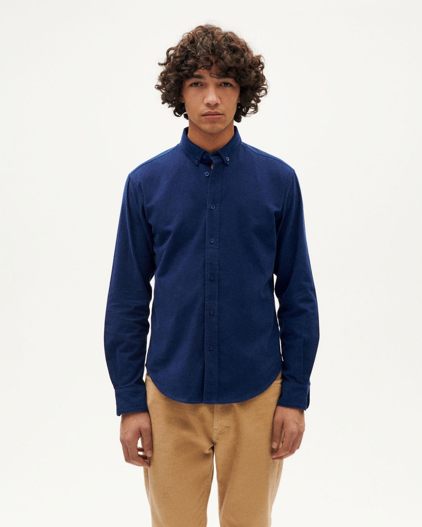 Chemise en coton bio | bleu "deep blue microcorduroy ant shirt"