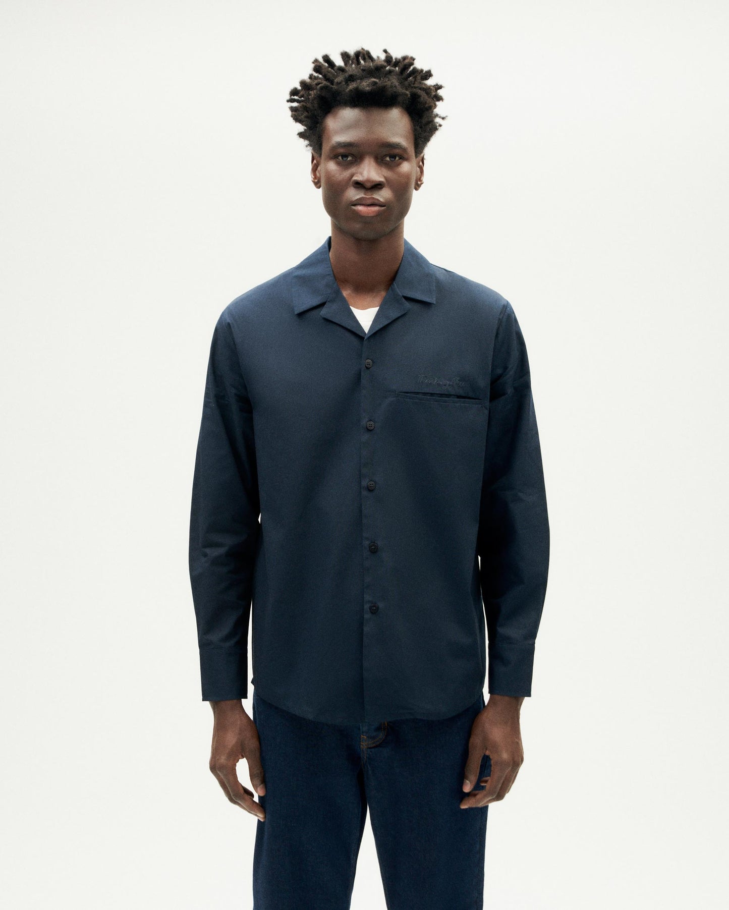 Chemise en coton bio | marine "navy nascar shirt - blue"