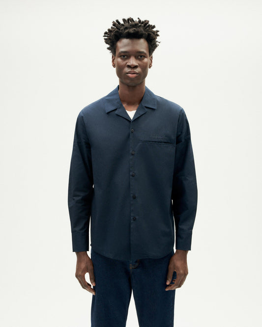 Chemise en coton bio | marine "navy nascar shirt - blue"