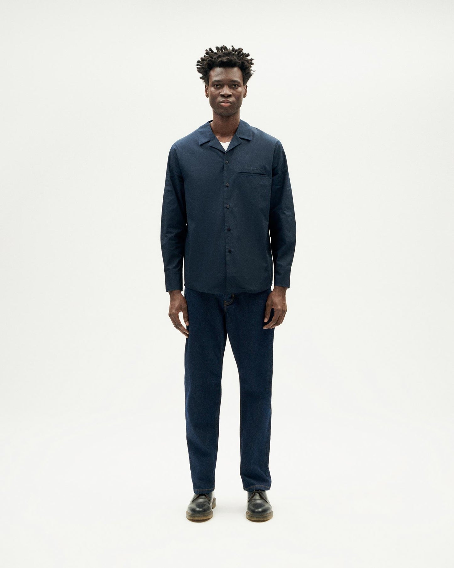 Chemise en coton bio | marine "navy nascar shirt - blue"