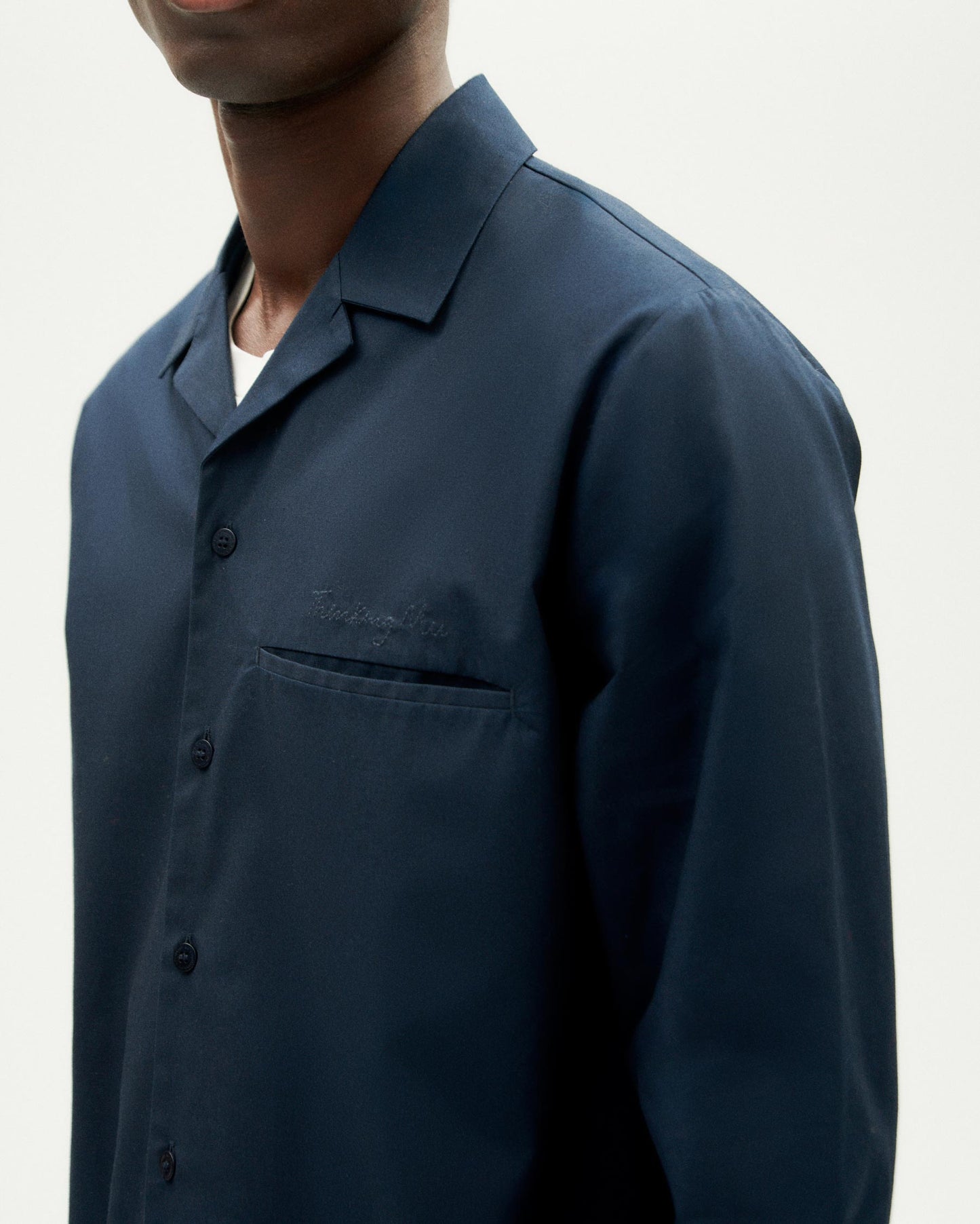 Chemise en coton bio | marine "navy nascar shirt - blue"