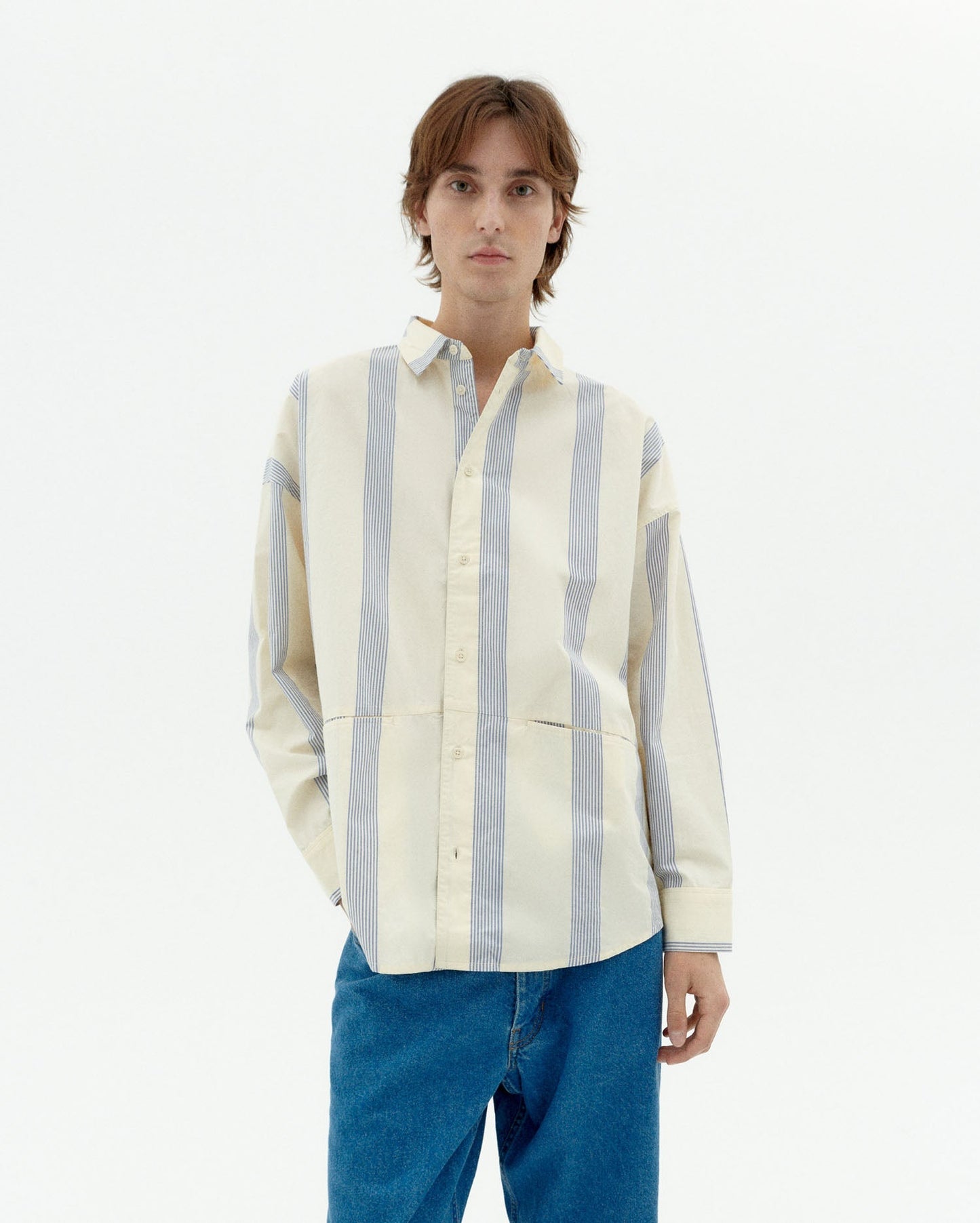 Chemise en coton biologique | beige "Persian stripes jim shirt - ecru"