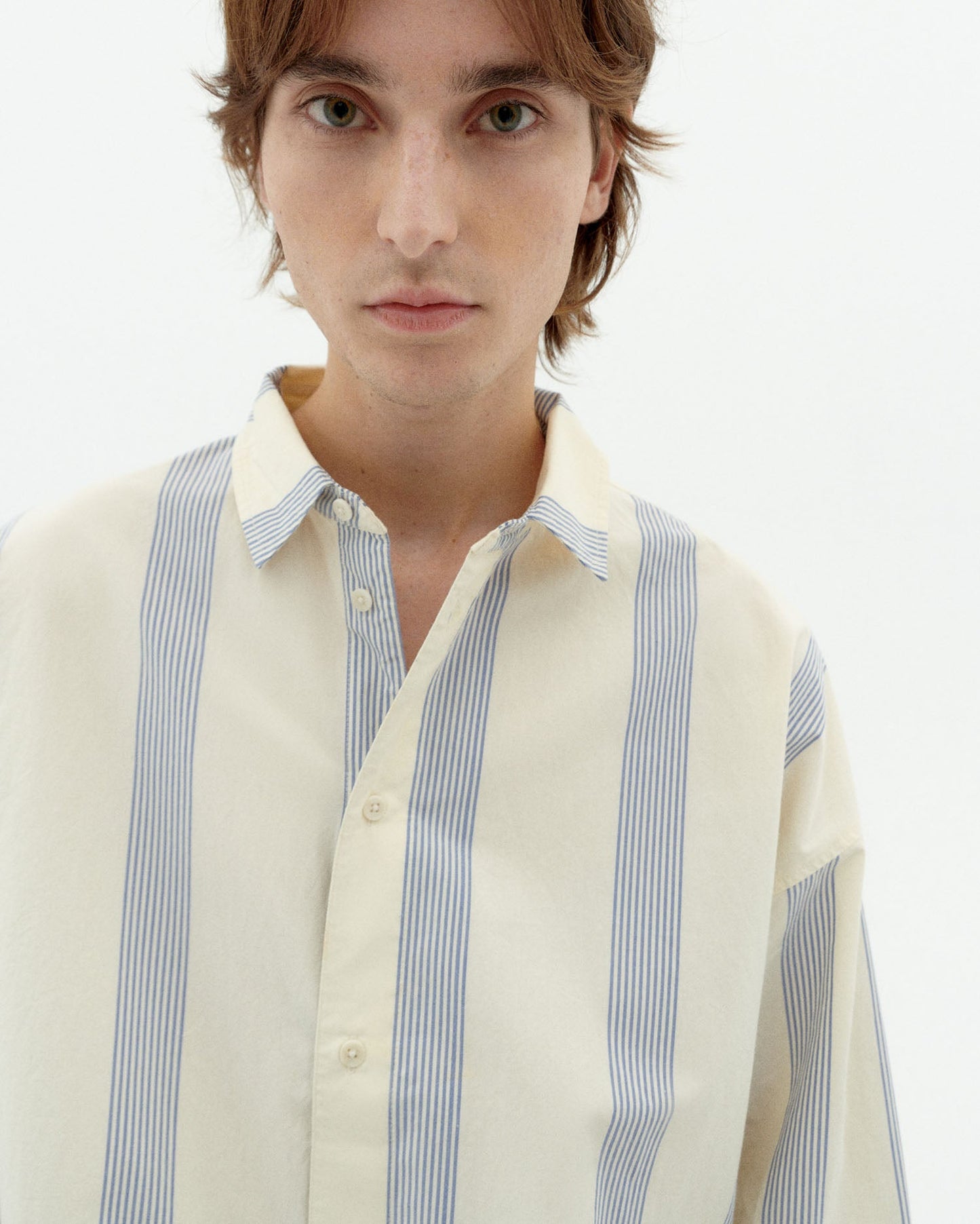 Chemise en coton biologique | beige "Persian stripes jim shirt - ecru"