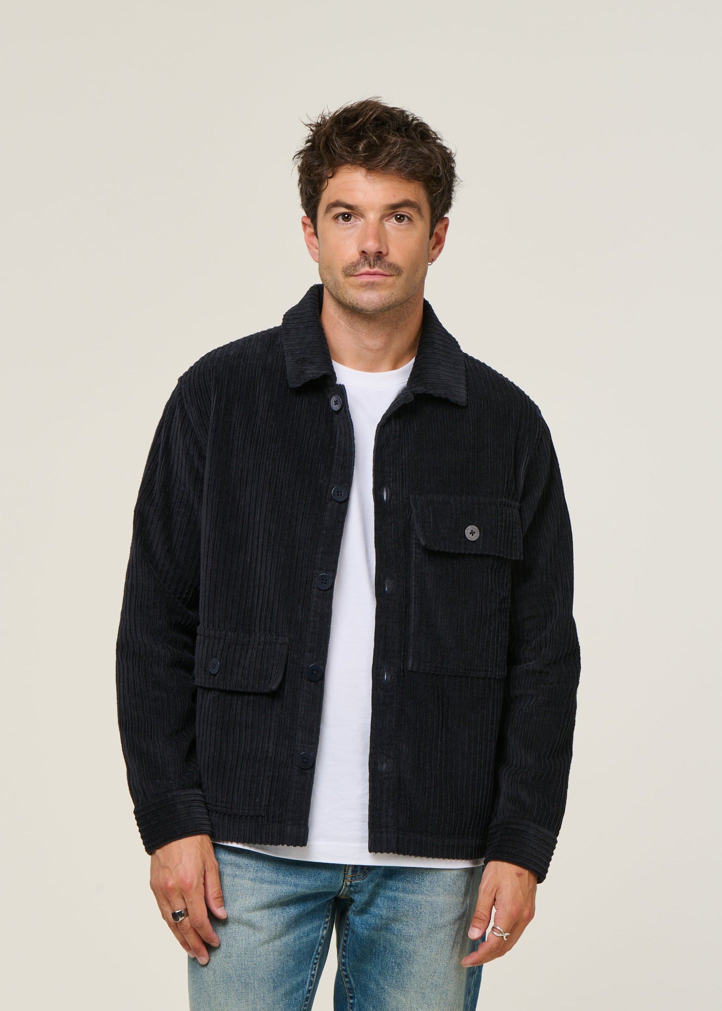 Veste velours en coton bio | marine "navy corduroy gabin shirt"