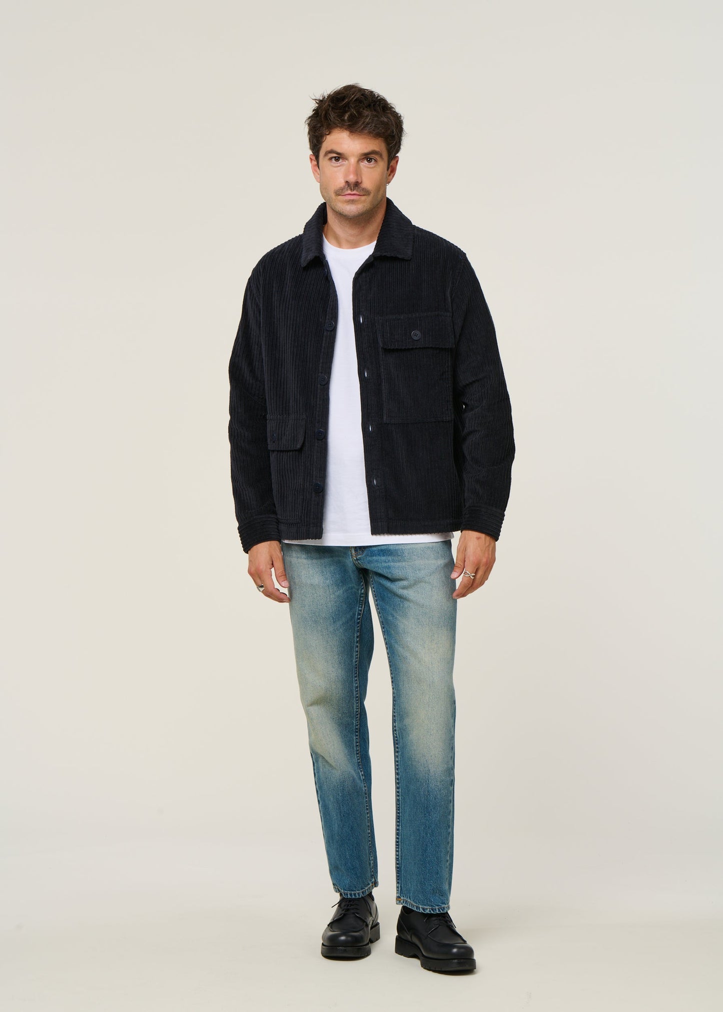 Veste velours en coton bio | marine "navy corduroy gabin shirt"