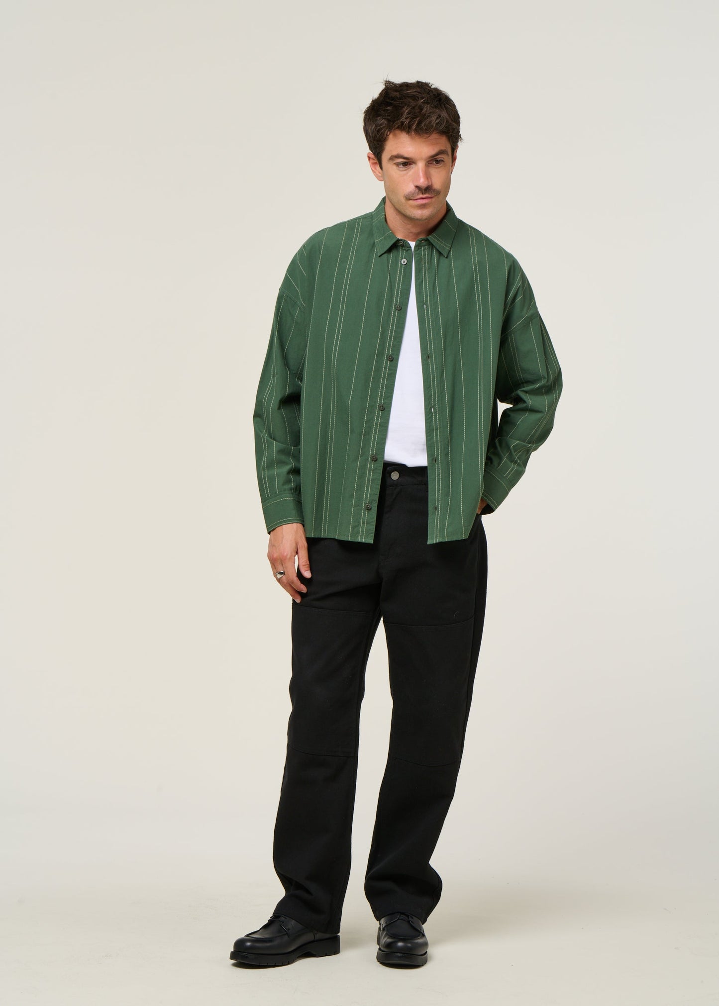 Chemise en coton bio | vert "dark eucaliptus jimmy shirt"