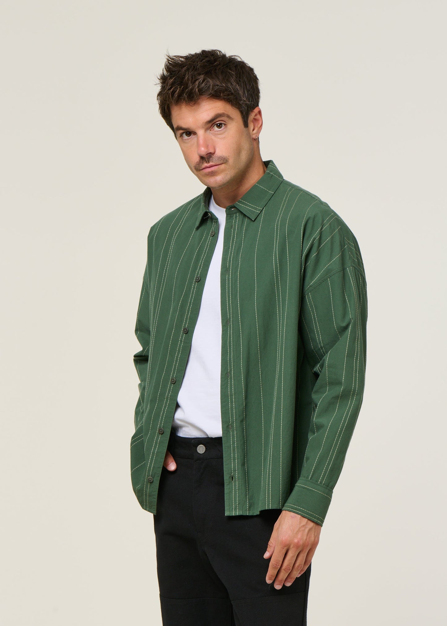 Chemise en coton bio | vert "dark eucaliptus jimmy shirt"