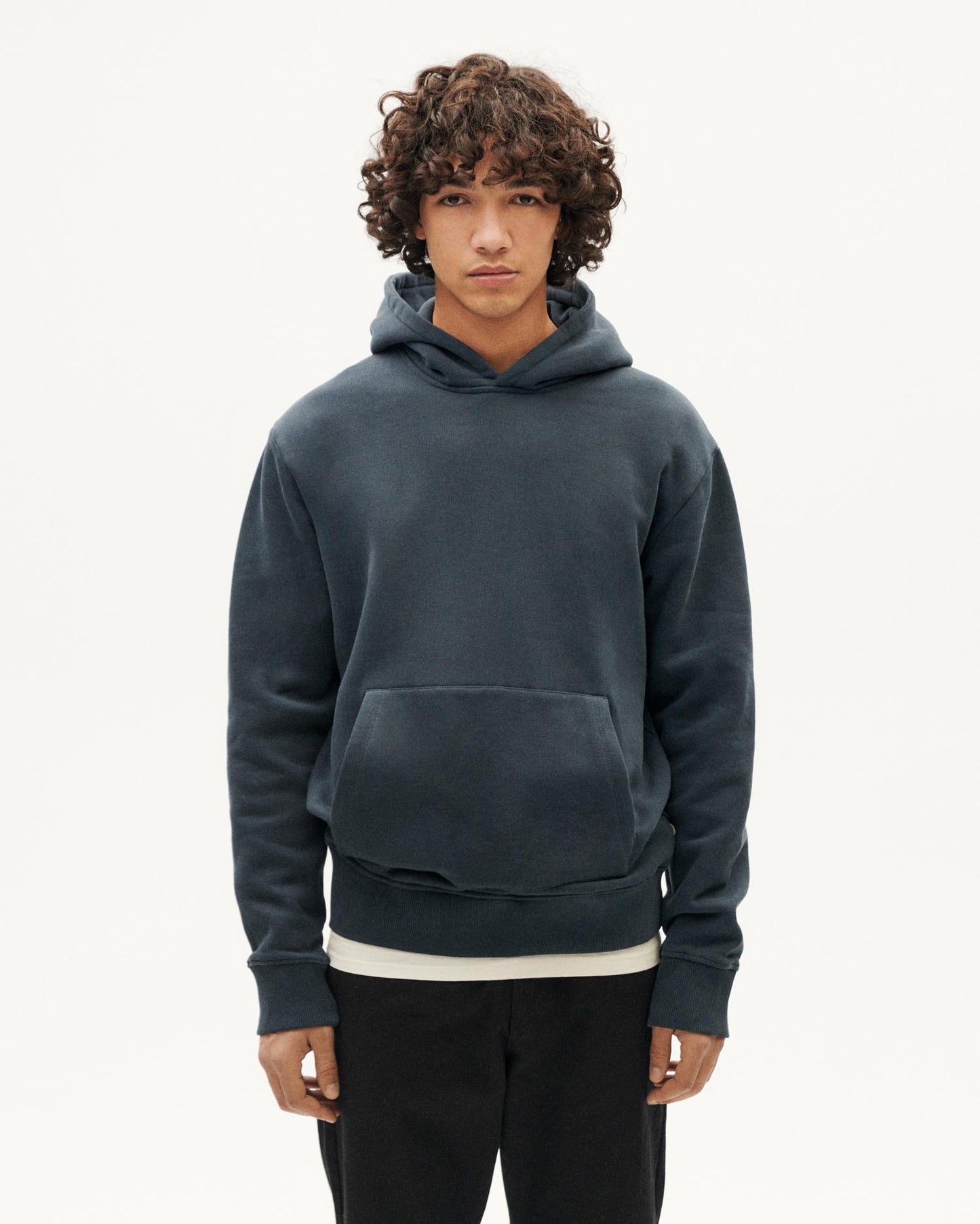 Sweat à capuche en coton bio | bleu "grafito sol simon hoodie grey"