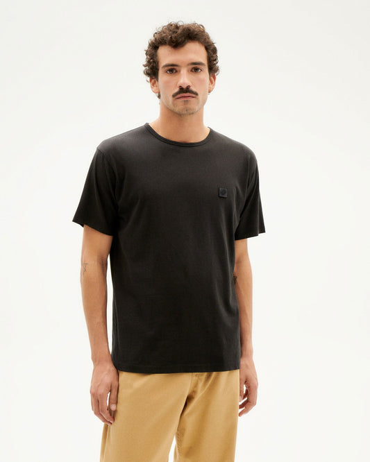 T-shirt manches courtes en coton bio | noir "Sol black patch tshirt"