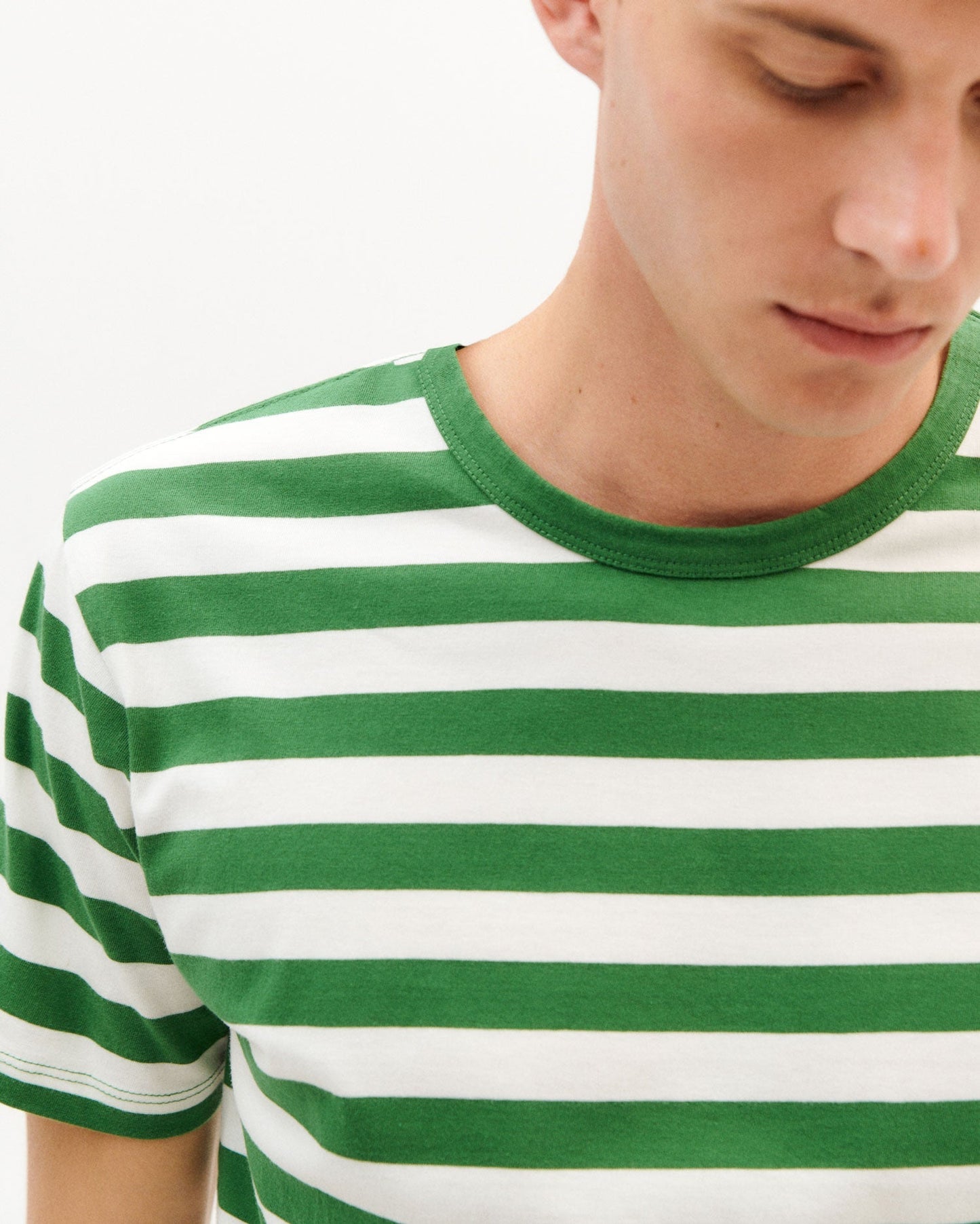 T-shirt vert à rayures en coton bio - green stripes t-shirt multicolor
