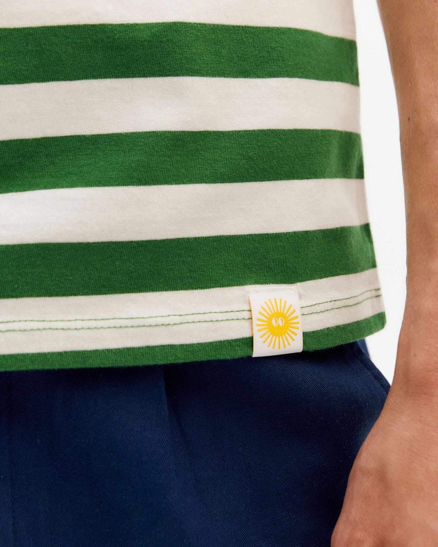 T-shirt vert à rayures en coton bio - green stripes t-shirt multicolor