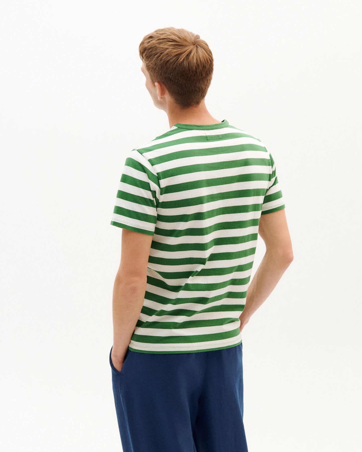 T-shirt vert à rayures en coton bio - green stripes t-shirt multicolor