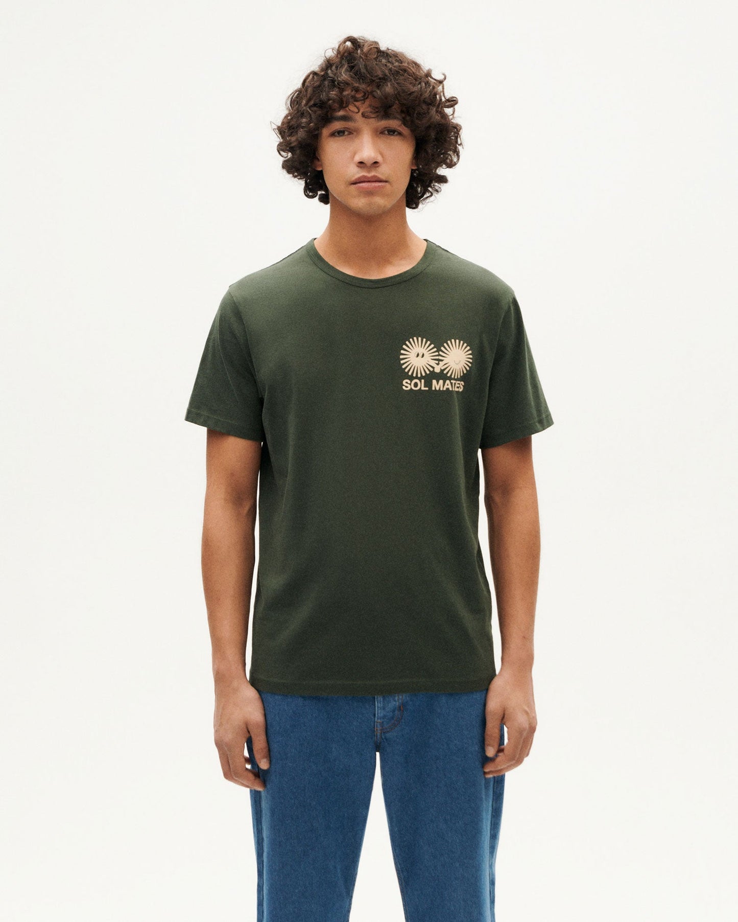 T-shirt imprimé en coton bio | vert "sol mates t-shirt - green"