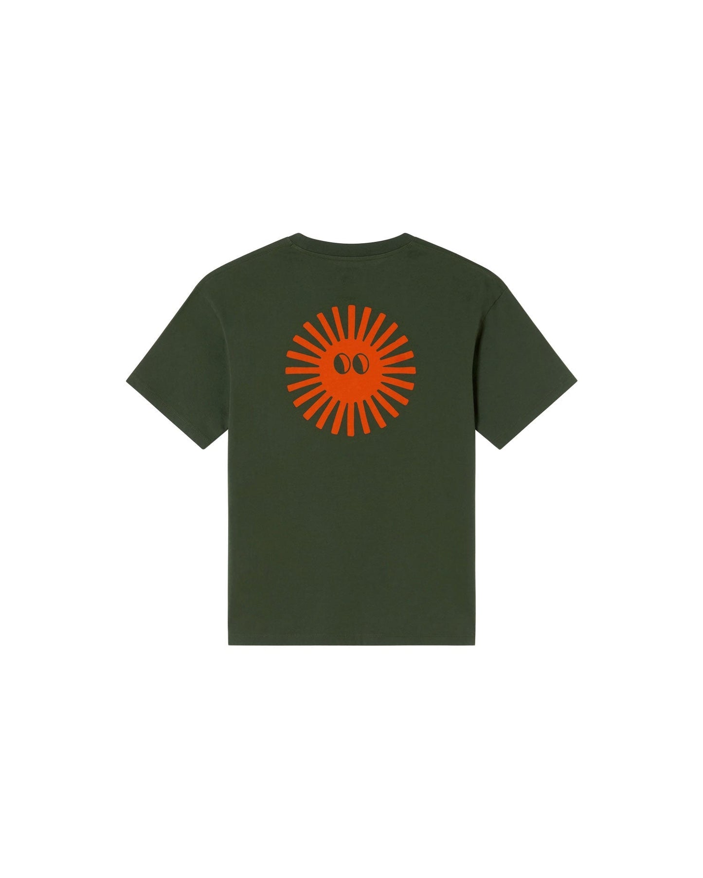 T-shirt imprimé en coton bio | vert "bottle green face sol t-shirt"
