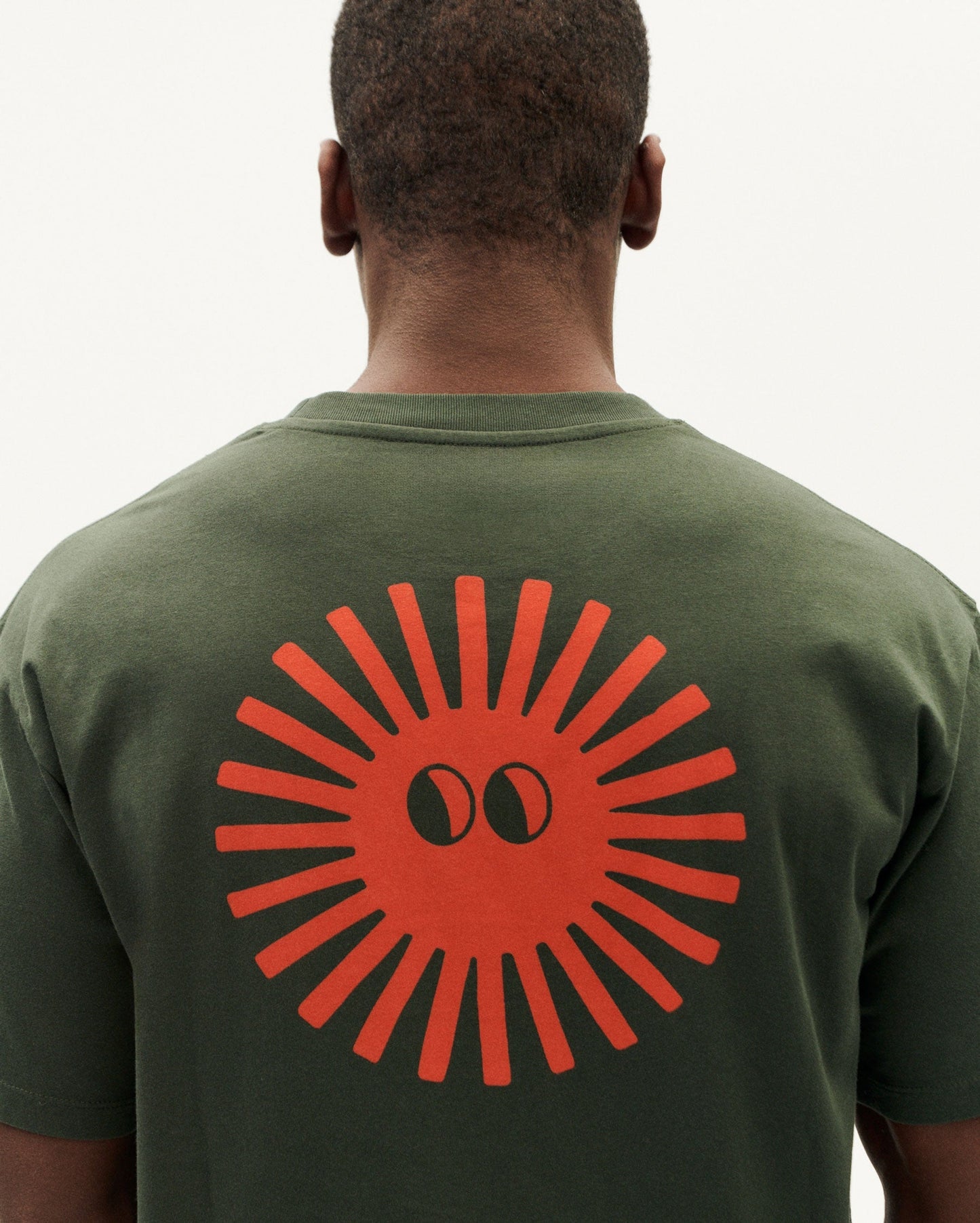 T-shirt imprimé en coton bio | vert "bottle green face sol t-shirt"