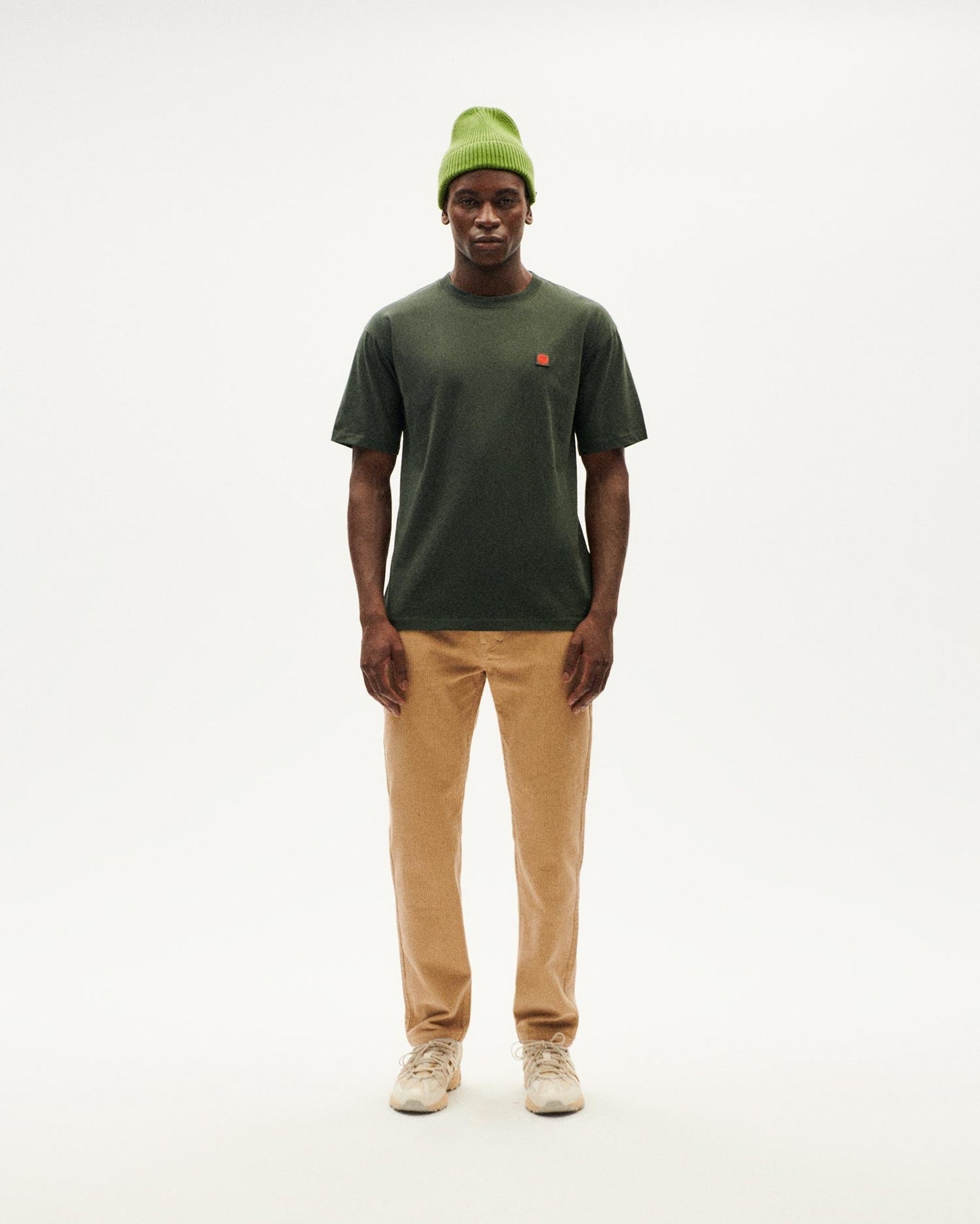 T-shirt imprimé en coton bio | vert "bottle green face sol t-shirt"