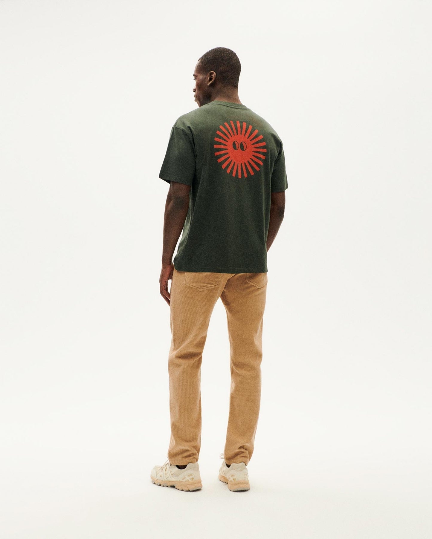 T-shirt imprimé en coton bio | vert "bottle green face sol t-shirt"