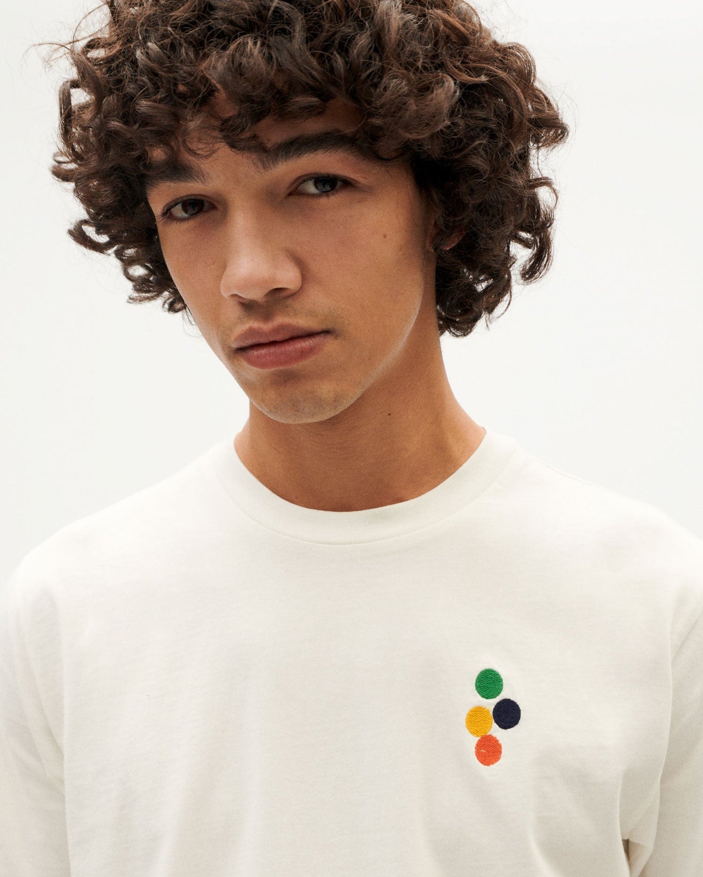 T-shirt brodé en coton bio | blanc "bubbles white t-shirt"