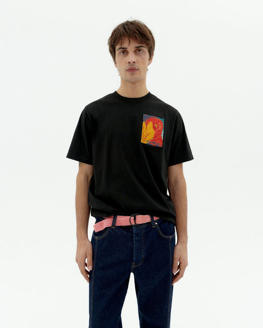 T-shirt imprimé en coton biologique | noir "abstract zach tee - black"