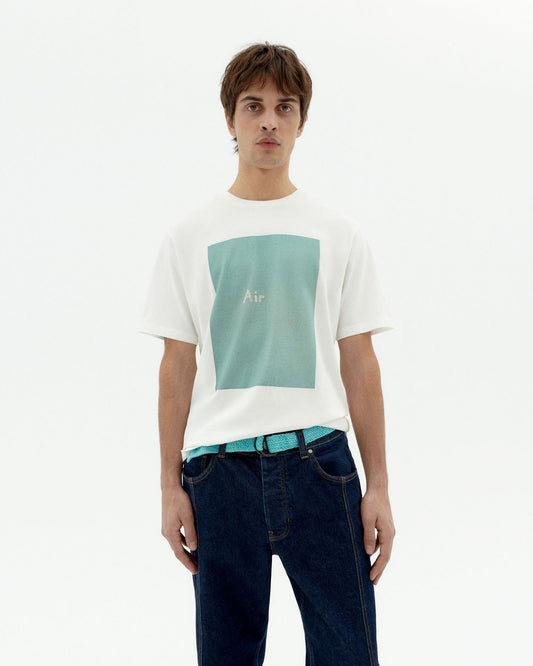 T-shirt imprimé en coton bio | blanc "air zach tee - white"