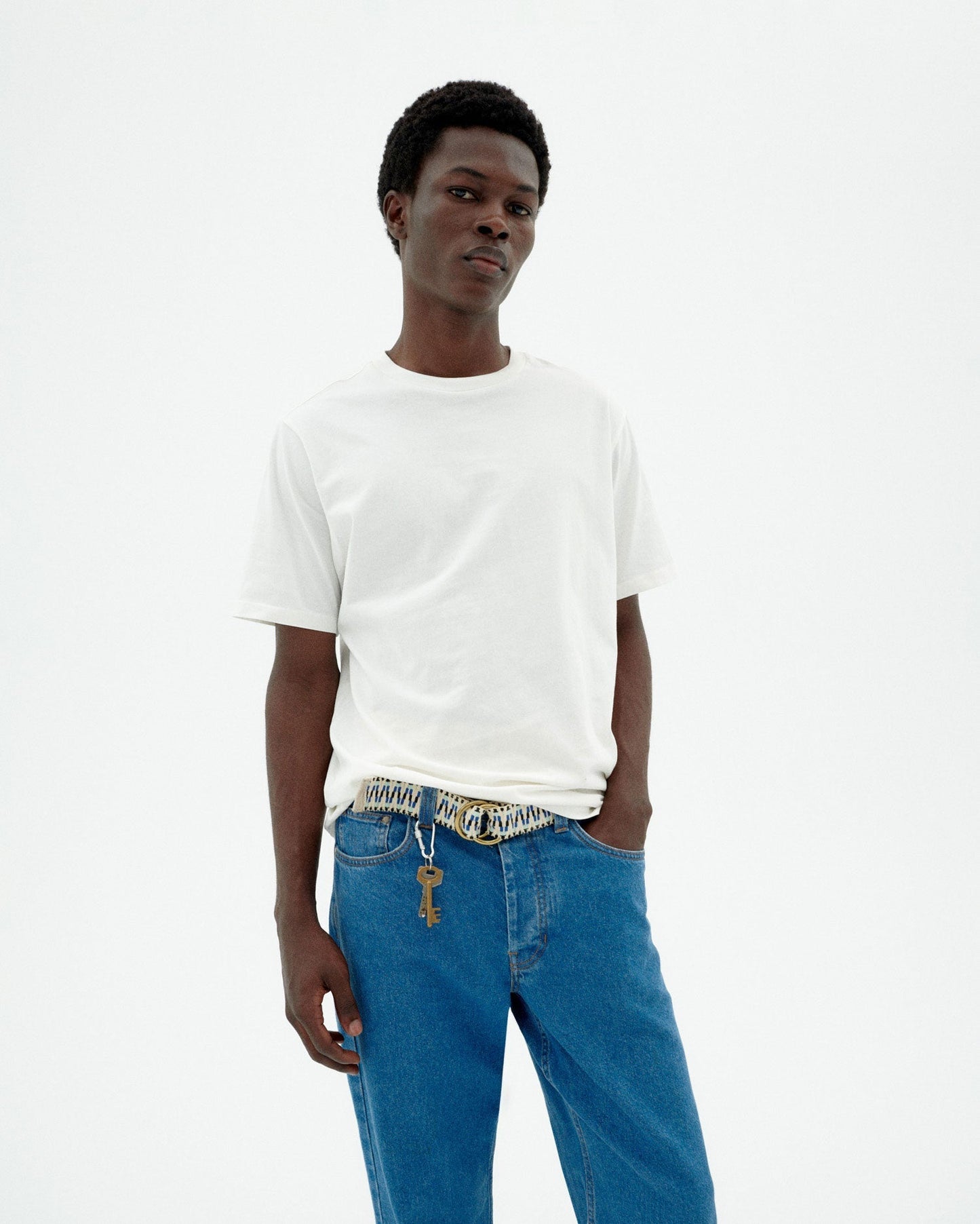 T-shirt imprimé en coton bio | blanc "pocket zach tee - white"