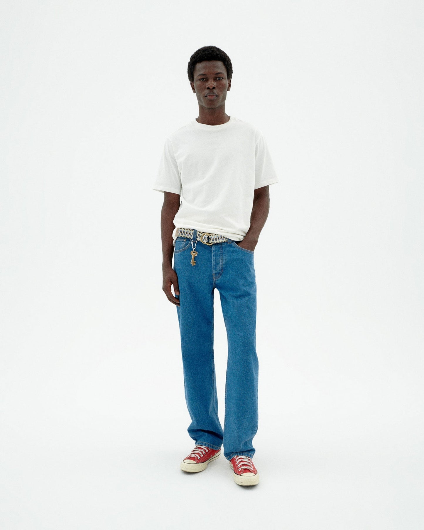 T-shirt imprimé en coton bio | blanc "pocket zach tee - white"