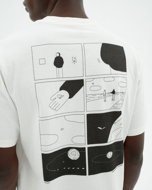 T-shirt imprimé en coton bio | blanc "pocket zach tee - white"