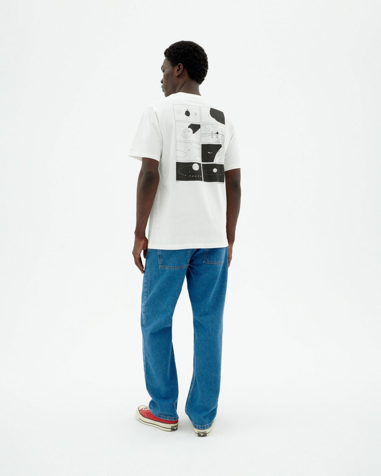 T-shirt imprimé en coton bio | blanc "pocket zach tee - white"