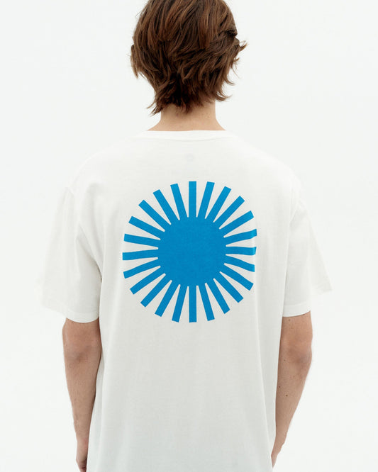 T-shirt imprimé en coton bio | blanc "sol contrast white tee - white"
