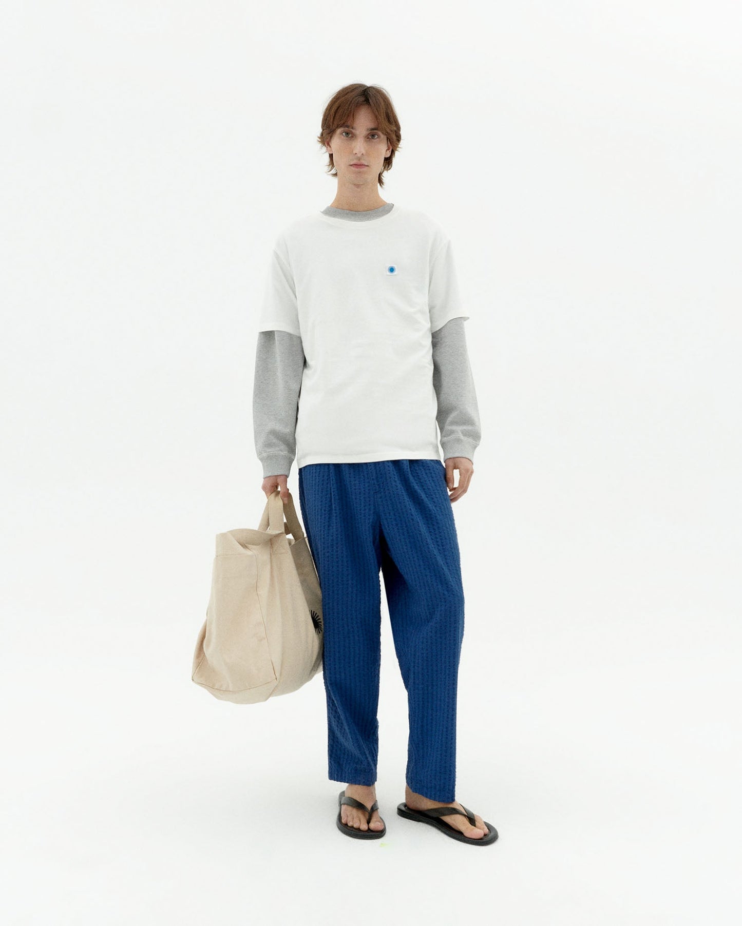 T-shirt imprimé en coton bio | blanc "sol contrast white tee - white"