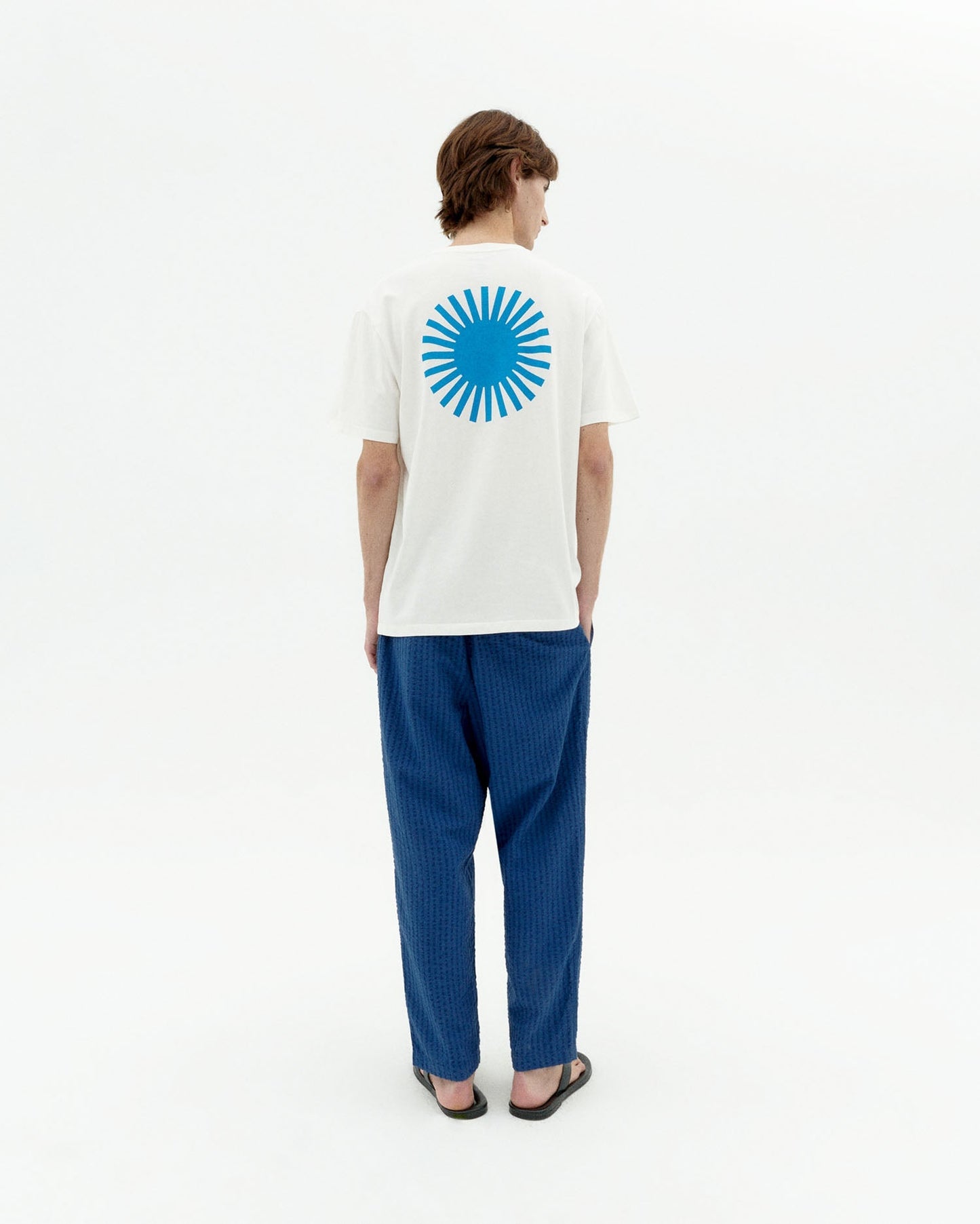 T-shirt imprimé en coton bio | blanc "sol contrast white tee - white"