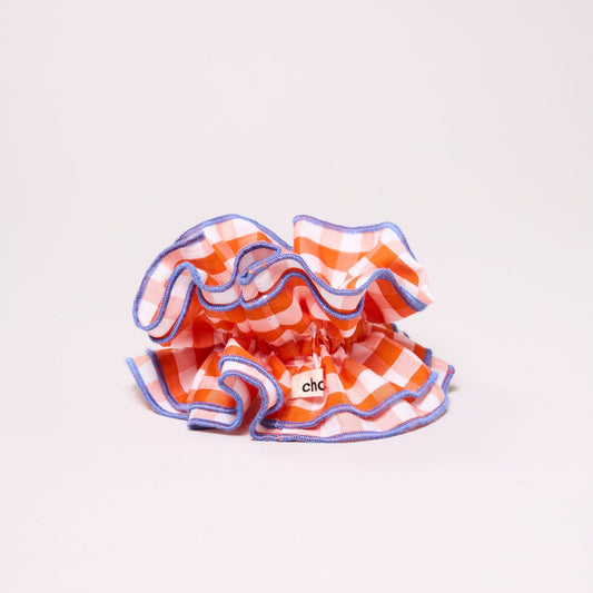 Maxi chouchou en matière upcyclée | vichy orange | Orange