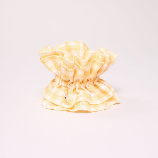Maxi chouchou en matière upcyclée | vichy jaune - jaune | Jaune
